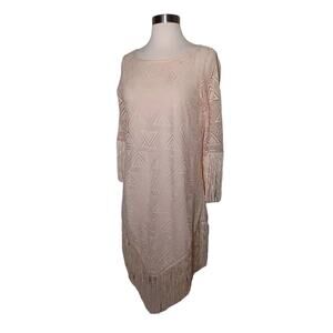 Charleston Long Fringe Gatsby Dress Step in Style Lace Beige Lines Small